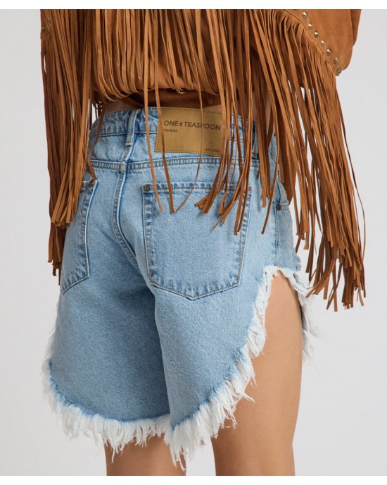Oneteaspoon Frankies Low Waist Long Length Denim Riviera Blue Σόρτς