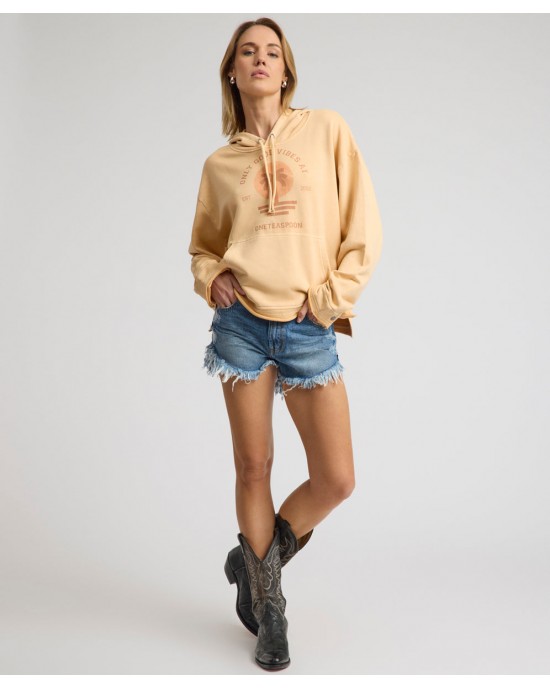 Oneteaspoon Outlaws Mid Waist Mid Length Denim Badlands Blue Σόρτς