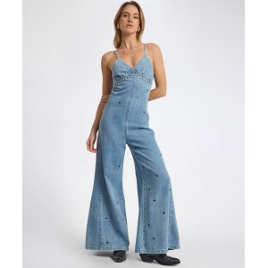 Oneteaspoon Brigitte Wide Leg Cami Denim Blue Rapture Ολόσωμη Φόρμα