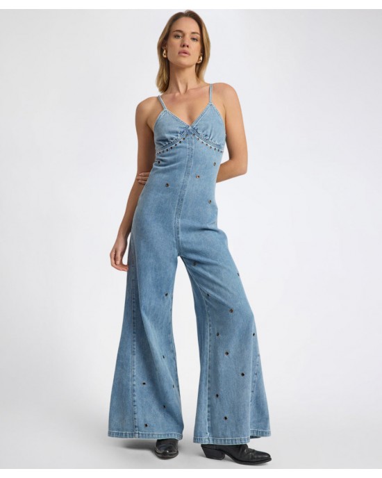 Oneteaspoon Brigitte Wide Leg Cami Denim Blue Rapture Ολόσωμη Φόρμα