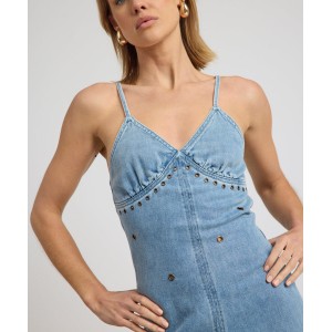 Oneteaspoon Brigitte Wide Leg Cami Denim Blue Rapture Ολόσωμη Φόρμα
