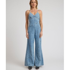 Oneteaspoon Brigitte Wide Leg Cami Denim Blue Rapture Ολόσωμη Φόρμα