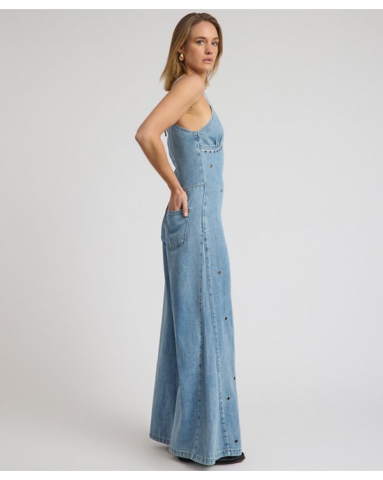Oneteaspoon Brigitte Wide Leg Cami Denim Blue Rapture Ολόσωμη Φόρμα