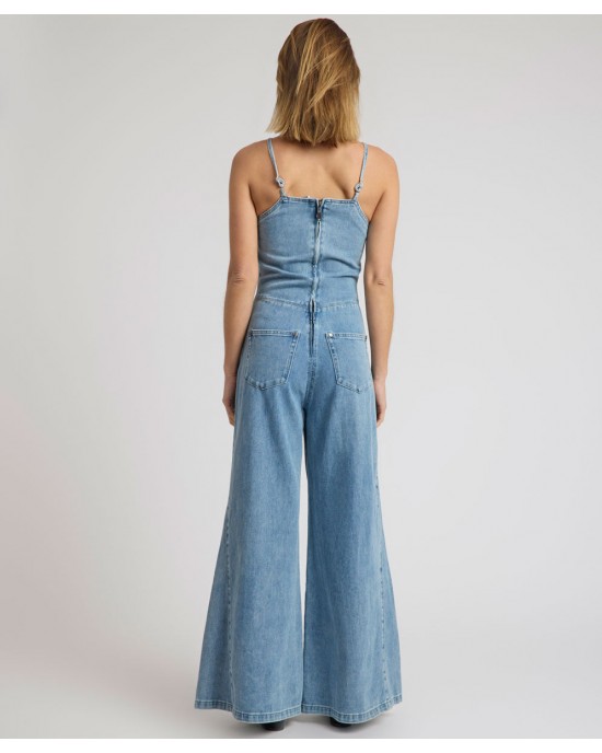 Oneteaspoon Brigitte Wide Leg Cami Denim Blue Rapture Ολόσωμη Φόρμα