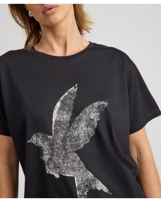 Oneteaspoon Brushed Bowerbird Boyfriend Tee Black Μπλούζα