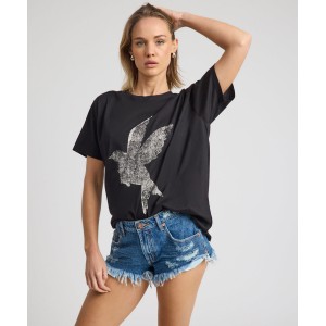 Oneteaspoon Brushed Bowerbird Boyfriend Tee Black Μπλούζα