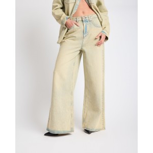 One Teaspoon Love Machines High Waist Super Wide Leg Denim Blue Sand Παντελόνι
