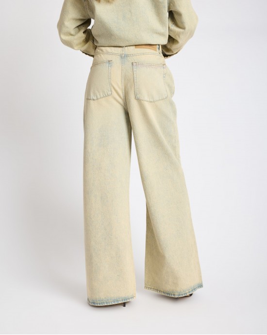 One Teaspoon Love Machines High Waist Super Wide Leg Denim Blue Sand Παντελόνι