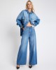 One Teaspoon Love Machines Mid Waist Super Wide Leg Denim Pacifica Blue Παντελόνι