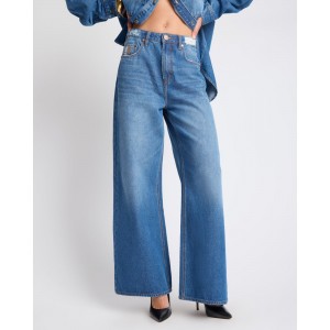 One Teaspoon Love Machines Mid Waist Super Wide Leg Denim Pacifica Blue Παντελόνι