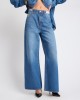 One Teaspoon Love Machines Mid Waist Super Wide Leg Denim Pacifica Blue Παντελόνι