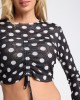 One Teaspoon Polka Darling Sheer Mesh Longsleeve Crop Τοπ