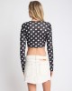 One Teaspoon Polka Darling Sheer Mesh Longsleeve Crop Τοπ