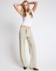 One Teaspoon Jackson Mid Waist Wide Leg Studded Denim Antique Khaki Παντελόνι