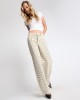 One Teaspoon Jackson Mid Waist Wide Leg Studded Denim Antique Khaki Παντελόνι