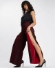 One Teaspoon Jackson Mid Waist Wide Leg Denim Oil Stained Maroon Παντελόνι