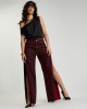 One Teaspoon Jackson Mid Waist Wide Leg Denim Oil Stained Maroon Παντελόνι