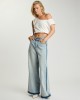 One Teaspoon Love Machines Mid Waist Super Wide Leg Denim Split Party Contrast Blue Παντελόνι