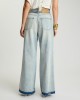 One Teaspoon Love Machines Mid Waist Super Wide Leg Denim Split Party Contrast Blue Παντελόνι