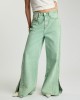 One Teaspoon Love Machines Mid Waist Super Wide Leg Denim Seaglass Green Παντελόνι