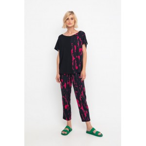 OZAI N KU Rosewater Εμπριμέ Παντελόνι 7/8 Με Τσέπες