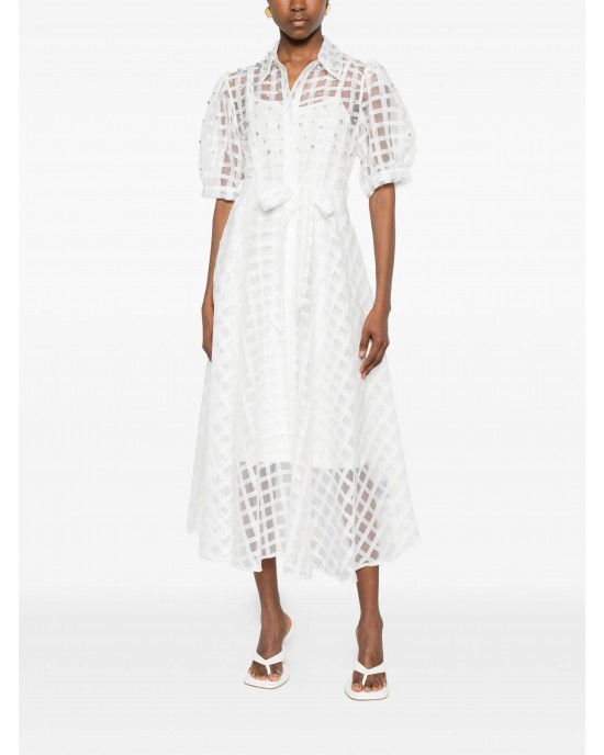 Paperlace Cassandra Rhinestone Midi White Φόρεμα