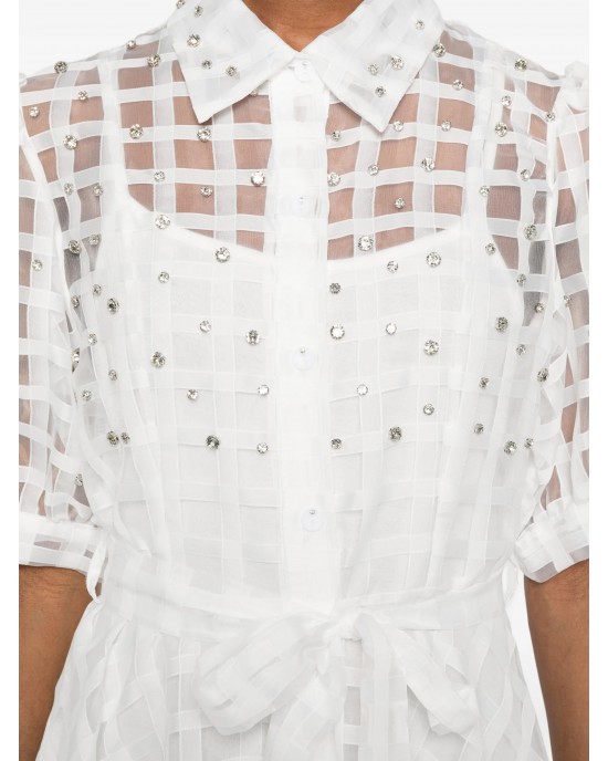 Paperlace Cassandra Rhinestone Midi White Φόρεμα