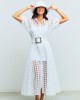 Paperlace Cassandra Rhinestone Midi White Φόρεμα