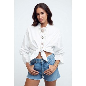 Paperlace Jewel Button White Πουκάμισο