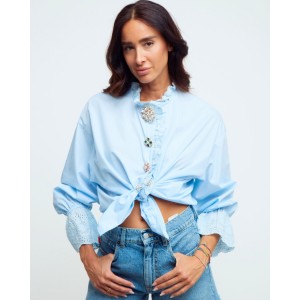 Paperlace Jewel Button Blue Πουκάμισο