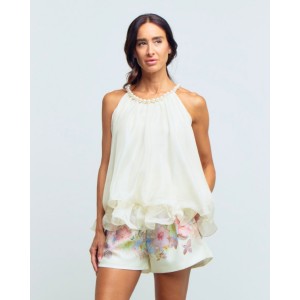 Paperlace Pearl Halter Neck White Τοπ