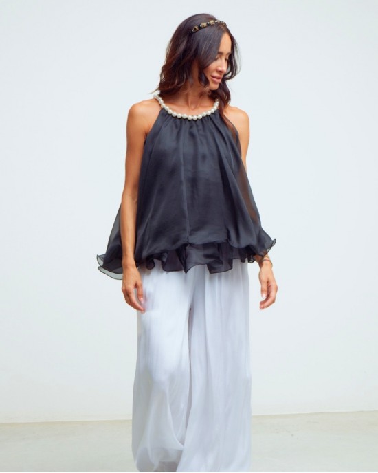 Paperlace Pearl Halter Neck Black Τοπ