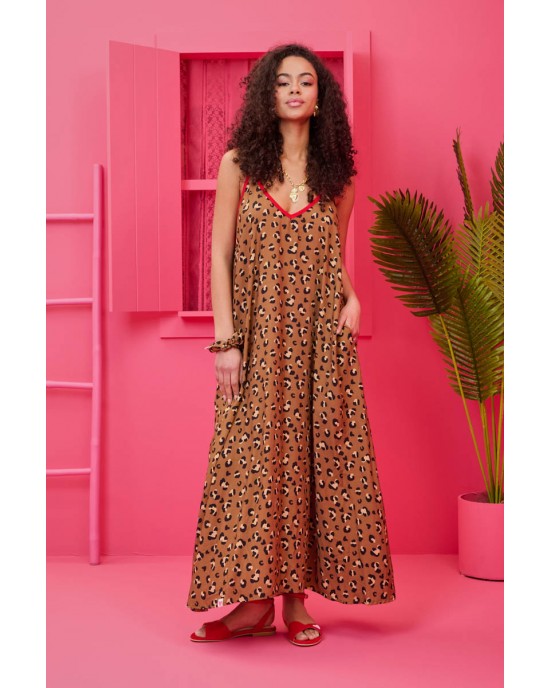 Petit Boutik Matina Leopar Animal Print Φόρεμα