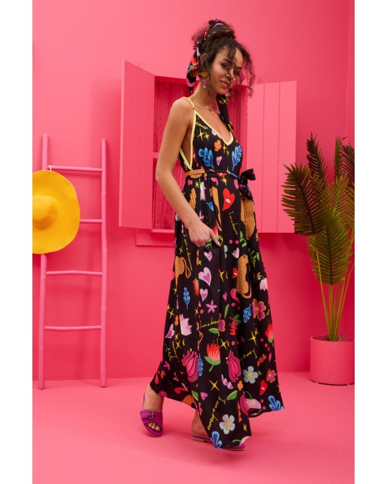 Petit Boutik Matina Black Mexican Leopard Φόρεμα