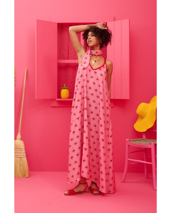 Petit Boutik Matina Pink Hearts Pixel Φόρεμα