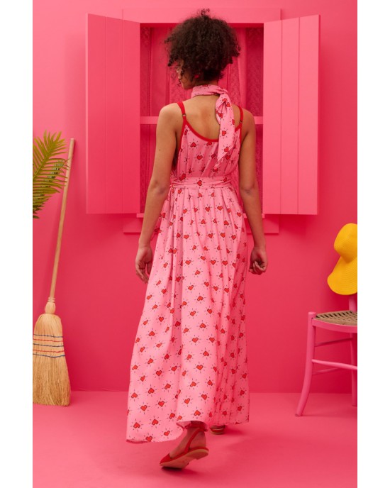 Petit Boutik Matina Pink Hearts Pixel Φόρεμα