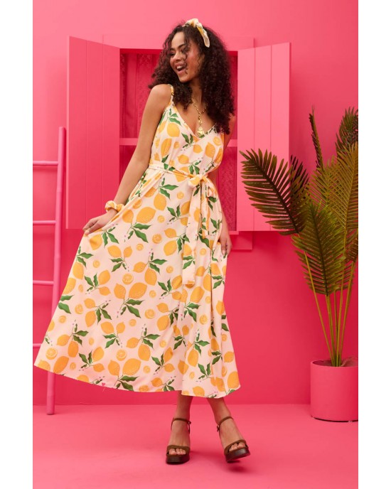 Petit Boutik Matina Cream Lemons Φόρεμα