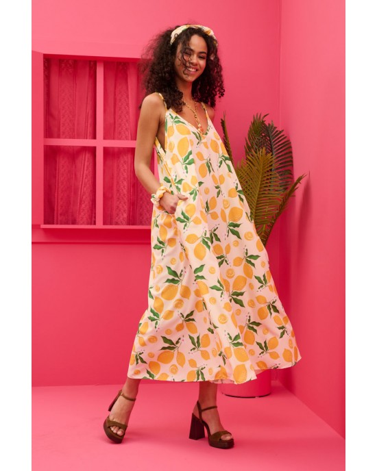 Petit Boutik Matina Cream Lemons Φόρεμα