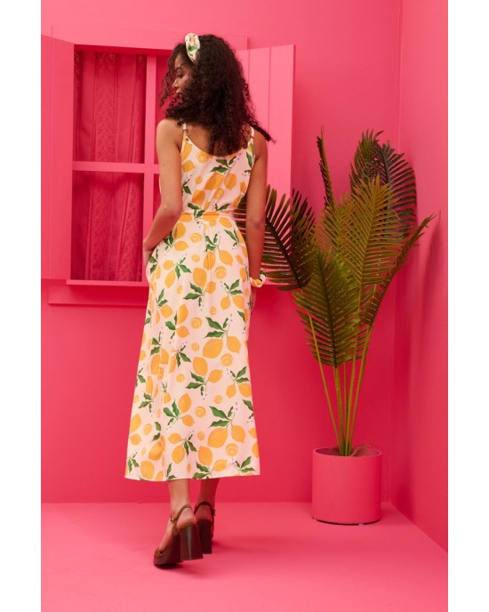 Petit Boutik Matina Cream Lemons Φόρεμα