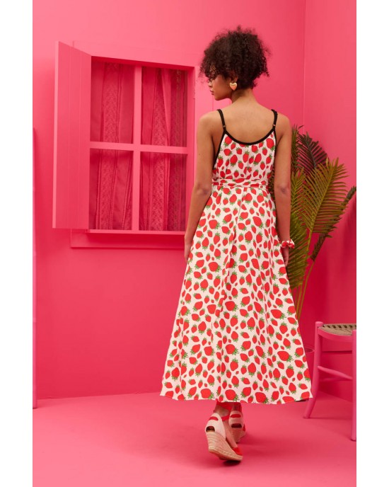 Petit Boutik Matina White Strawberries Φόρεμα