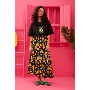 Petit Boutik Silia Black Lemons Wrap Φούστα