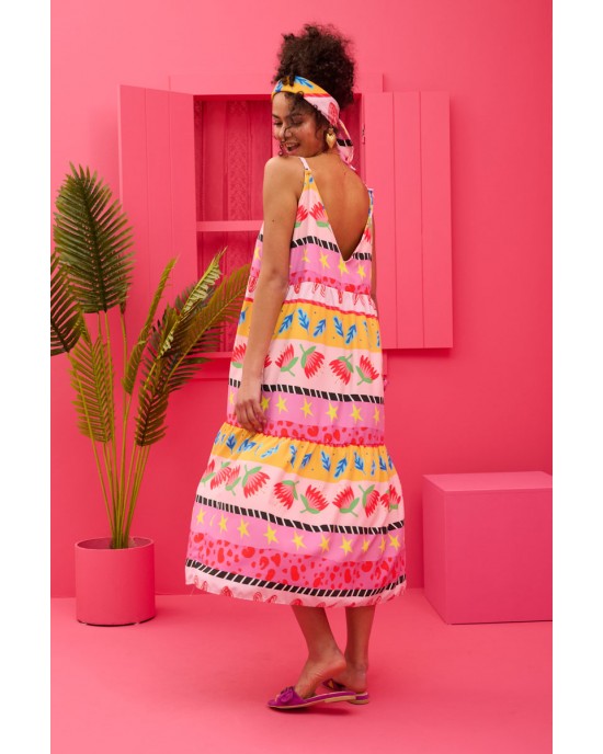 Petit Boutik Athena Multi Floral Stripes Φόρεμα