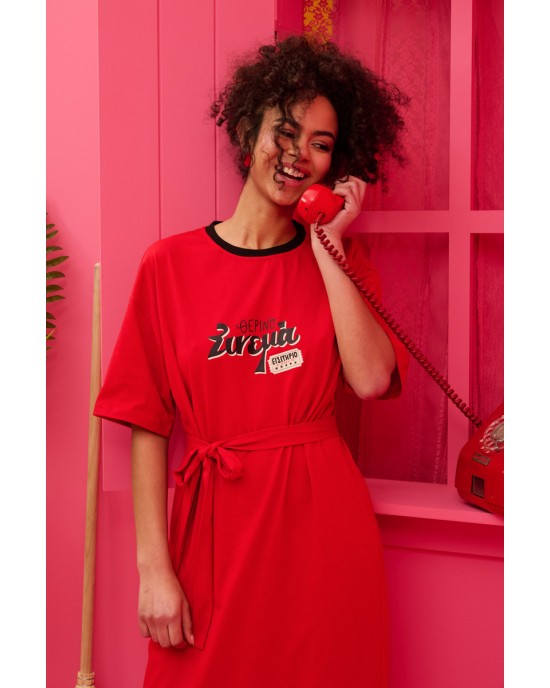 Petit Boutik Reina “Θερινό Σινεμά” T-shirt Red Φόρεμα