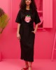 Petit Boutik Reina “Όνειρά Μου Φραουλί” T-shirt Black Φόρεμα