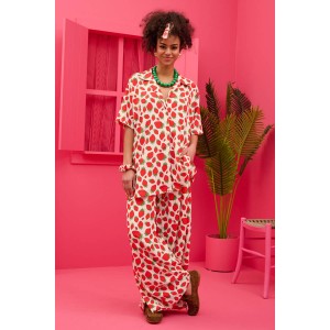 Petit Boutik Lora White Strawberries Παντελόνι