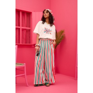 Petit Boutik Lora Red & Green Stripes Παντελόνι