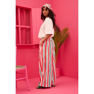 Petit Boutik Lora Red & Green Stripes Παντελόνι