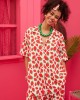 Petit Boutik Maya White Strawberries Oversized Πουκάμισο