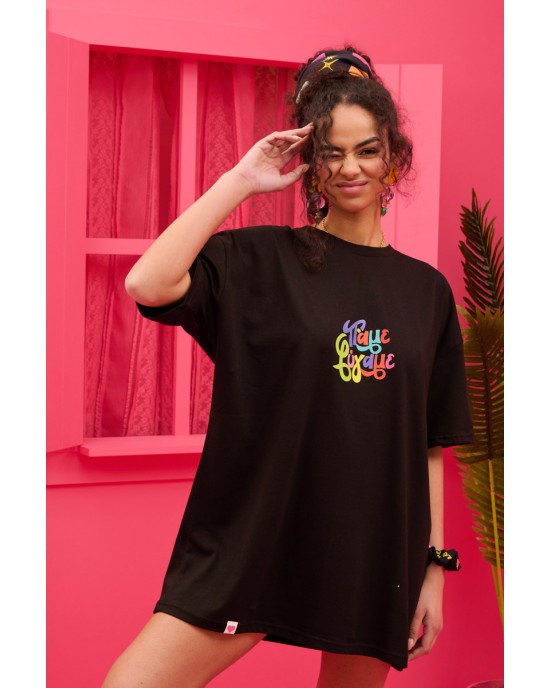 Petit Boutik T-shirt “Πάμε Φύγαμε” Black Μπλούζα