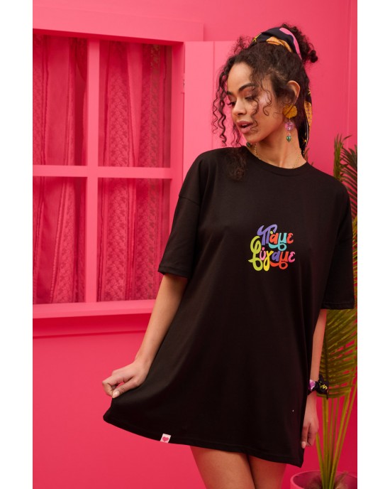 Petit Boutik T-shirt “Πάμε Φύγαμε” Black Μπλούζα